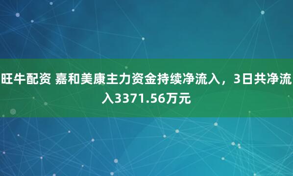 旺牛配资 嘉和美康主力资金持续净流入，3日共净流入3371.56万元